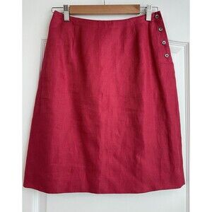 Talbots Red Midi Skirt with Button Detail